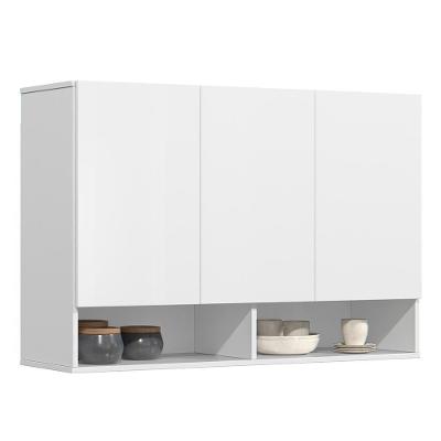 Armário De Cozinha Aéreo 3 Portas 2 Nichos 91cm Milão Branco - Ej Móveis