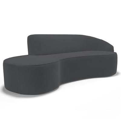 Sofá Living 3 Lugares 230cm Braço Direito Mozart D06 Veludo Cinza - Mpozenato