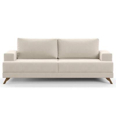 Sofá 3 Lugares 180cm Living Pés Curvos Santi D05 Suede Bege - Mpozenato