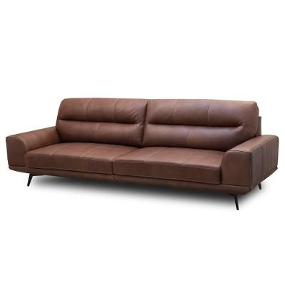 Sofá 3 Lugares Para Sala Living 216cm Niton L08 Couro Marrom - Mpozenato