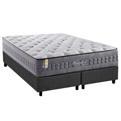 Conjunto Box Queen: Colchão Molas Anjos Ensacadas Versalhes Pillow In + Base Crc Suede Gray(158x198)