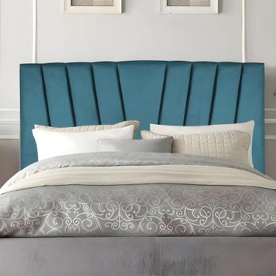 Cabeceira Casal Queen Size Cama Estofada 160 Cm Emma Suede Azul Turquesa