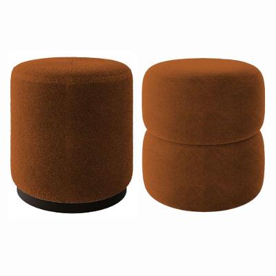 Kit 2 Puff Decorativo Estofado Para Sala De Estar Bali Bouclé Terracota