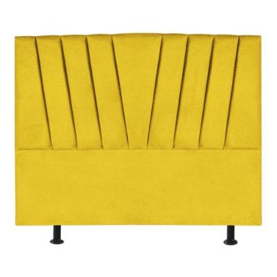 Cabeceira Estofada Cama Casal Queen Size 160 Cm Malu Suede Amarelo