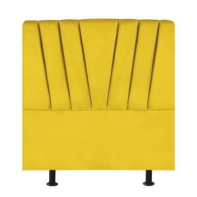 Cabeceira Estofada De Cama Casal Box 140 Cm Malu Suede Amarelo