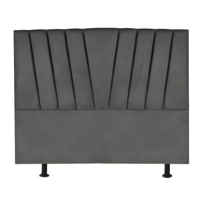 Cabeceira Estofada Cama Casal Queen Size 160 Cm Malu Linho Cinza