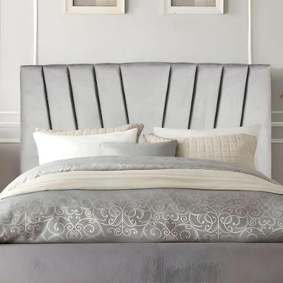 Cabeceira Casal Box De Cama Estofada 140 Cm Emma Linho Cinza Claro