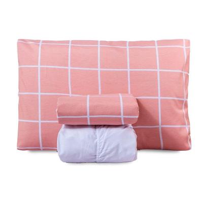 Jogo De Lençol Solteiro Classic Estampado 160 Fios 3 Peças Grid Rose