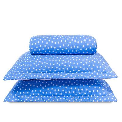 Cobre Leito Casal Padrão Classic Estampado 160 Fios 3 Peças Poa Azul