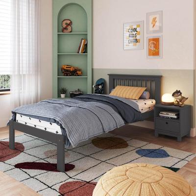 Cama De Solteiro De Madeira Maciça Para Colchão 88x188cm Multimóveis Cr35274 Charcoal