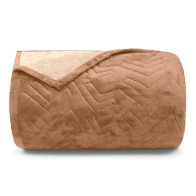 Cobertor Buettner Solteiro Flannel Plush 100% Poliéster Dupla Face 160mx240m Khaki Escuro / Khaki Claro