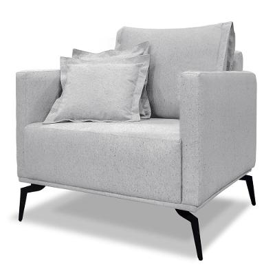 Poltrona Para Sala Pés De Metal Vecchia S06 Linho Grigio - Mpozenato