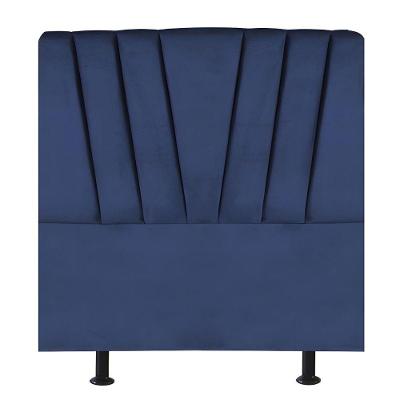 Cabeceira Estofada De Cama Casal Box 140 Cm Malu Suede Azul Marinho