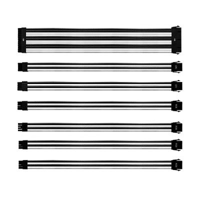Kit De Cabo Extensor Sleeved Para Fonte Cooler Master Branco/preto Wtbk Gl Pvc 30 Cm 7 Cabos - Cma-n