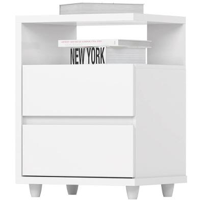 Mesa De Cabeceira 2 Gavetas 48 Cm Campeche Branco Henn