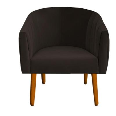 Poltrona Julia Decoração Salão Cadeira Escritório Recepção Estar Amamentação Suede Marrom D'classe Decor