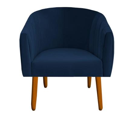 Poltrona Julia Decoração Salão Cadeira Escritório Recepção Estar Amamentação Suede Azul Marinho D'classe Decor