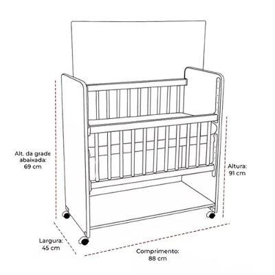 Mini Berço New Baby Bed Side Grade Móvel + Colchão Cor:branco/azul