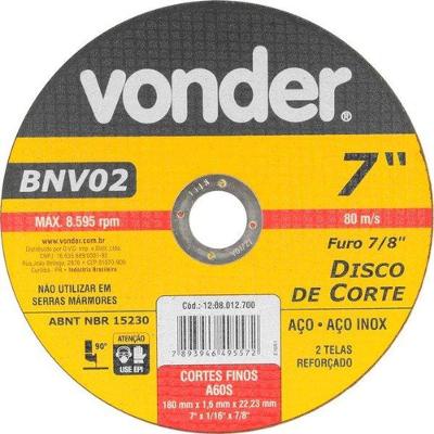 Disco De Corte Bnv 02 180 X 1,6 X 22,23mm - Vonder