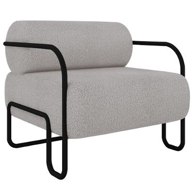 Poltrona Decorativa Para Sala Industrial Kira K04 Bouclê Creme - Mpozenato