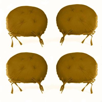 Kit 04 Almofadas Futon Redondo Assento Para Cadeira 40x40 Mostarda