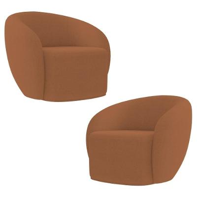 Poltrona Para Sala De Estar Orgânica Kit Com 2 Garbin K04 Bouclê Terracota - Mpozenato