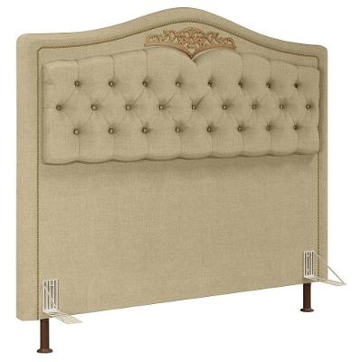 Cabeceira Cama Box Casal 140cm Com Tachas Imperial J02 Linho Areia - Mpozenato