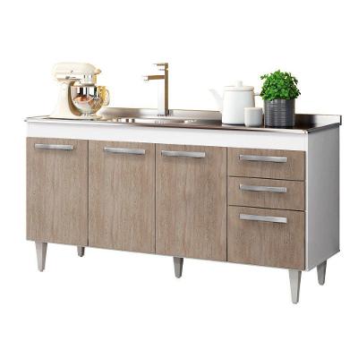 Balcão Gabinete Com Pia Inox 150cm Lisboa - Lumil Móveis Branco