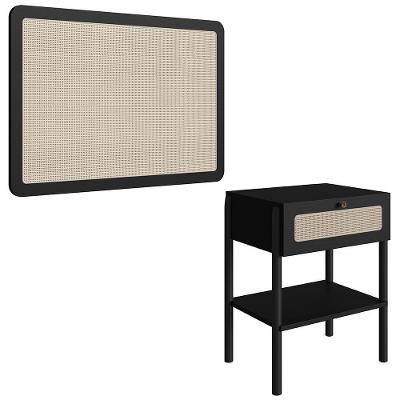 Cabeceira Solteiro 90cm E Mesa 1 Gaveta Arlo A10 Nero-preto - Mpozenato