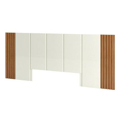 Cabeceira De Madeira Para Cama Box Casal 300cm 100% Mdf Tw185 Off White-freijó - Dalla Costa