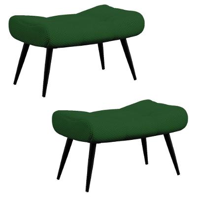 Kit 2 Puffs Decorativos Para Sala De Estar Pés Palito Lord Veludo Luxo Verde - Ibiza