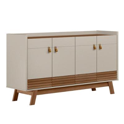 Balcão Buffet 160cm 4 Portas Pés Retrô Luzzo L06 Freijó-off White - Mpozenato