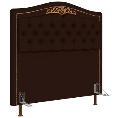 Cabeceira Cama Box Casal 140cm Com Tachas Imperial J02 Sintético Marrom Escuro - Mpozenato