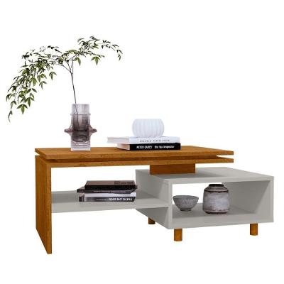 Mesa De Centro Sala Lima Com Pés De Madeira Maciça Cinamomo Off White