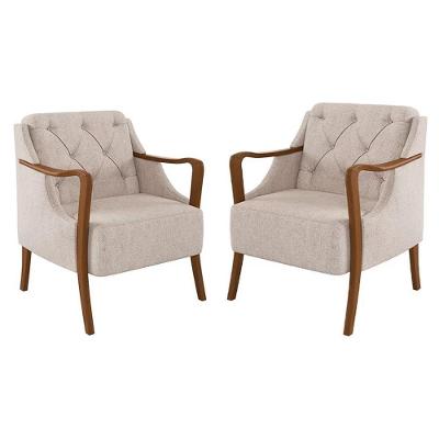 Kit 2 Poltronas Decorativas Para Sala De Estar Capitonê Lapa M22 Linho Cinza - Mpozenato
