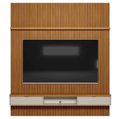 Painel Ripado Para Tv 75 Pol. Com Bancada 219cm Prime Plus L06 Nature-off White - Mpozenato