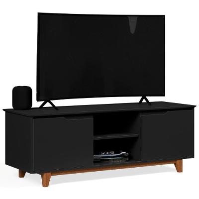 Rack Para Sala Bancada De Tv 55 Pol 139cm Flow Preto - Ej Móveis