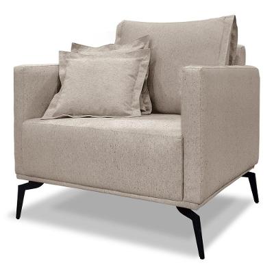 Poltrona Para Sala Pés De Metal Vecchia S06 Linho Areia - Mpozenato