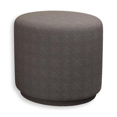 Puff Orgânico Beatriz Boucle Elegante Luxuoso Redondo - 7 Decor Cinza Escuro