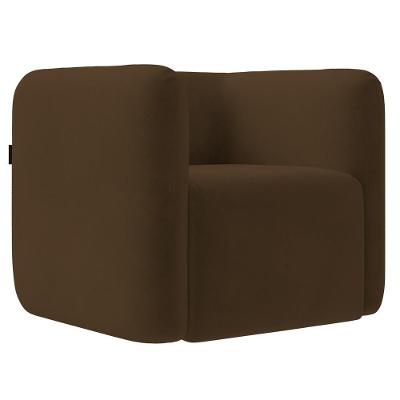 Poltrona Para Sala De Estar Decorativa Quadrada Maggie K04 Veludo Marrom - Mpozenato