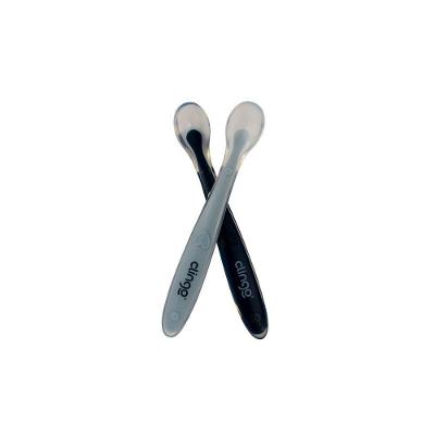 Conjunto De 2 Colheres Bebê De Silicone Infantil Premium Resistente E Prática Cor Azul Marinho