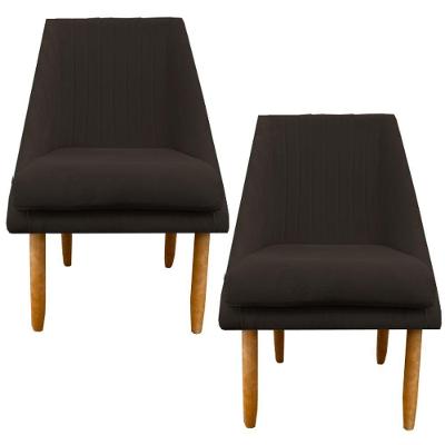Kit 02 Cadeiras Para Sala De Jantar Ana Pés Palito Suede Marrom D'classe Decor