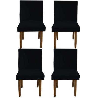 Kit 04 Cadeiras Para Sala De Jantar Tóquio Pés Palito Suede Preto D'classe Decor
