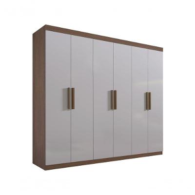 Guarda Roupa Casal Colibri 6 Portas 6 Gavetas Sem Pés - D' Doro Castanho-off White