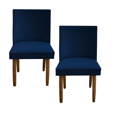 Kit 02 Cadeiras Para Sala De Jantar Tóquio Pés Palito Suede Azul Marinho D'classe Decor