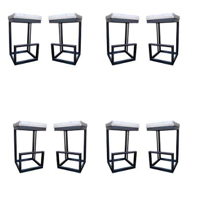 Kit 08 Banquetas Londres Base De Ferro Sued Bege D'classe Decor