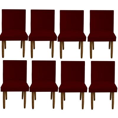 Kit 08 Cadeiras Para Sala De Jantar Tóquio Pés Palito Suede Marsala D'classe Decor