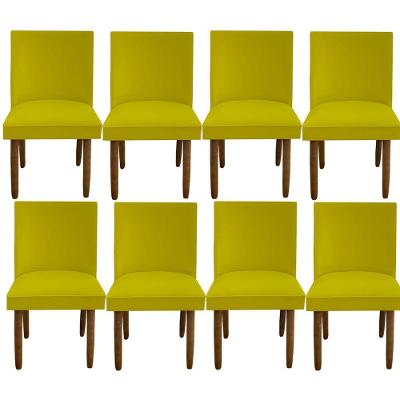 Kit 08 Cadeiras Para Sala De Jantar Tóquio Pés Palito Suede Amarelo D'classe Decor