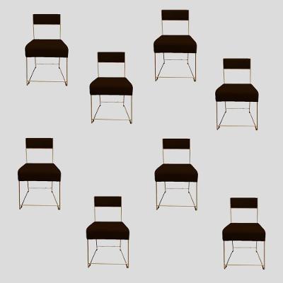 Kit 08 Cadeiras Atena Base De Ferro Maciço Dourada Suede Marrom D'classe Decor