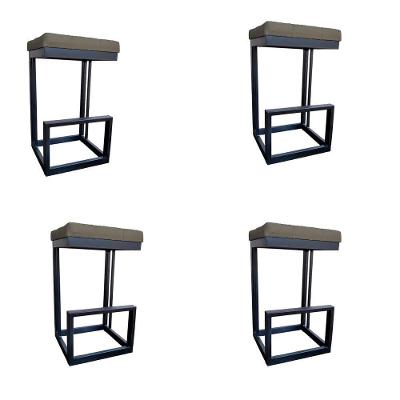Kit 04 Banquetas Londres Base De Ferro Sued Marrom Rato D'classe Decor